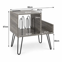 Meuble Vinyle pour Platine Gris Rustique avec Station de Charge 66 cm | Norva