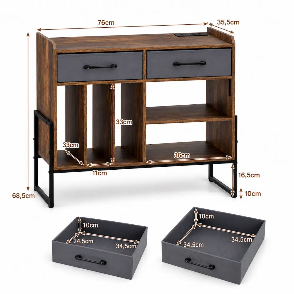 Meuble Vinyle pour Platine Marron Rustique 76 cm | Talvo