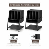 Meuble Vinyle pour Platine Noir avec Roulettes 54 cm | Calio