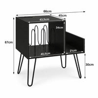 Meuble Vinyle pour Platine Noir avec Station de Charge 66 cm | Noselio