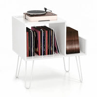 Meuble Vinyle pour Platine Blanc avec Station de Charge 66 cm | Bemea