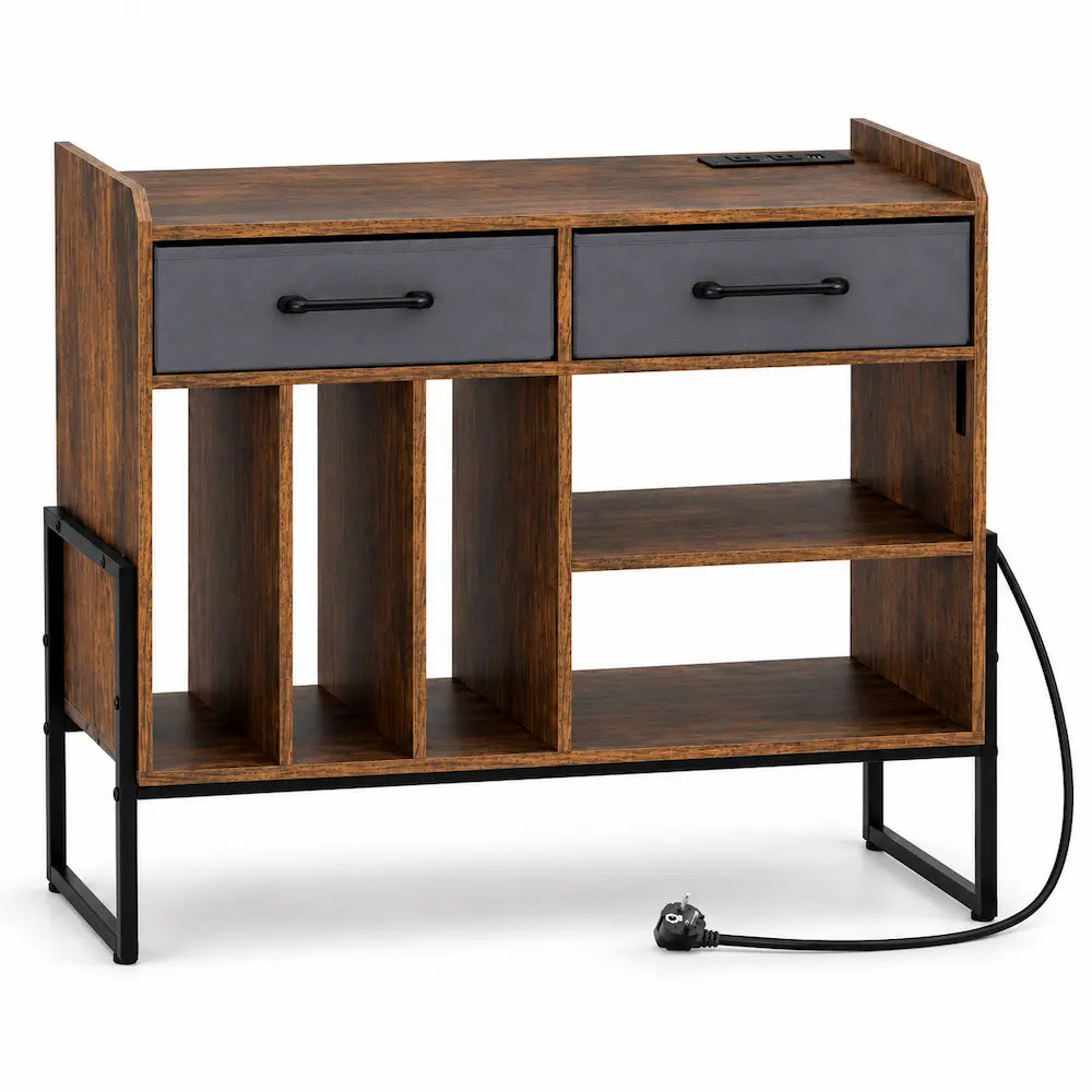 Meuble Vinyle pour Platine Marron Rustique 76 cm | Talvo