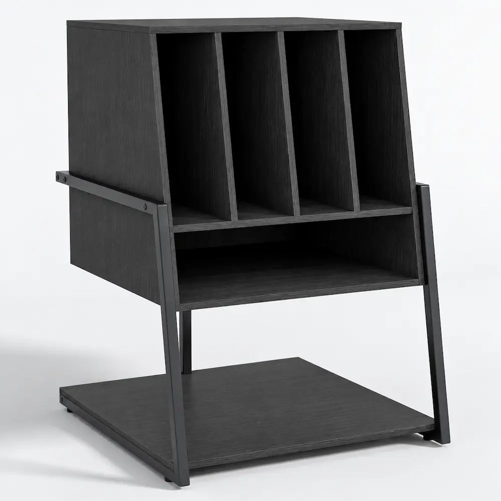Meuble Vinyle pour Platine Noir avec Roulettes 54 cm | Calio
