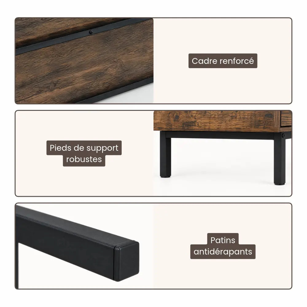 Meuble Vinyle pour Platine Rétro Café 91 cm | Breto