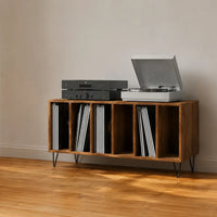Meuble Vinyle pour Platine Chêne Artisanal 100 cm Pieds Métal | Metra