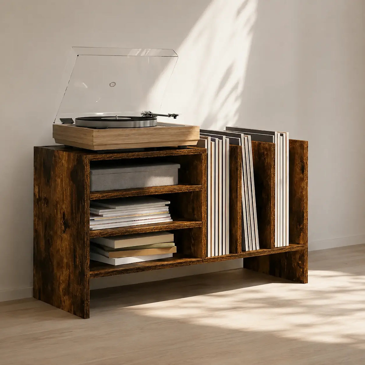 Meuble Vinyle pour Platine Chêne Fumé 78,5 cm | Fumo