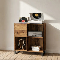 Meuble Vinyle pour Platine Chêne Artisanal Vertical 84,5 cm | Altio