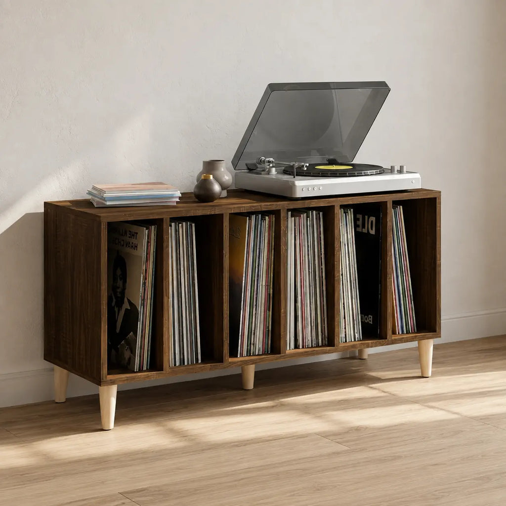 Meuble Vinyle pour Platine Chêne Marron 100 cm | Chroma