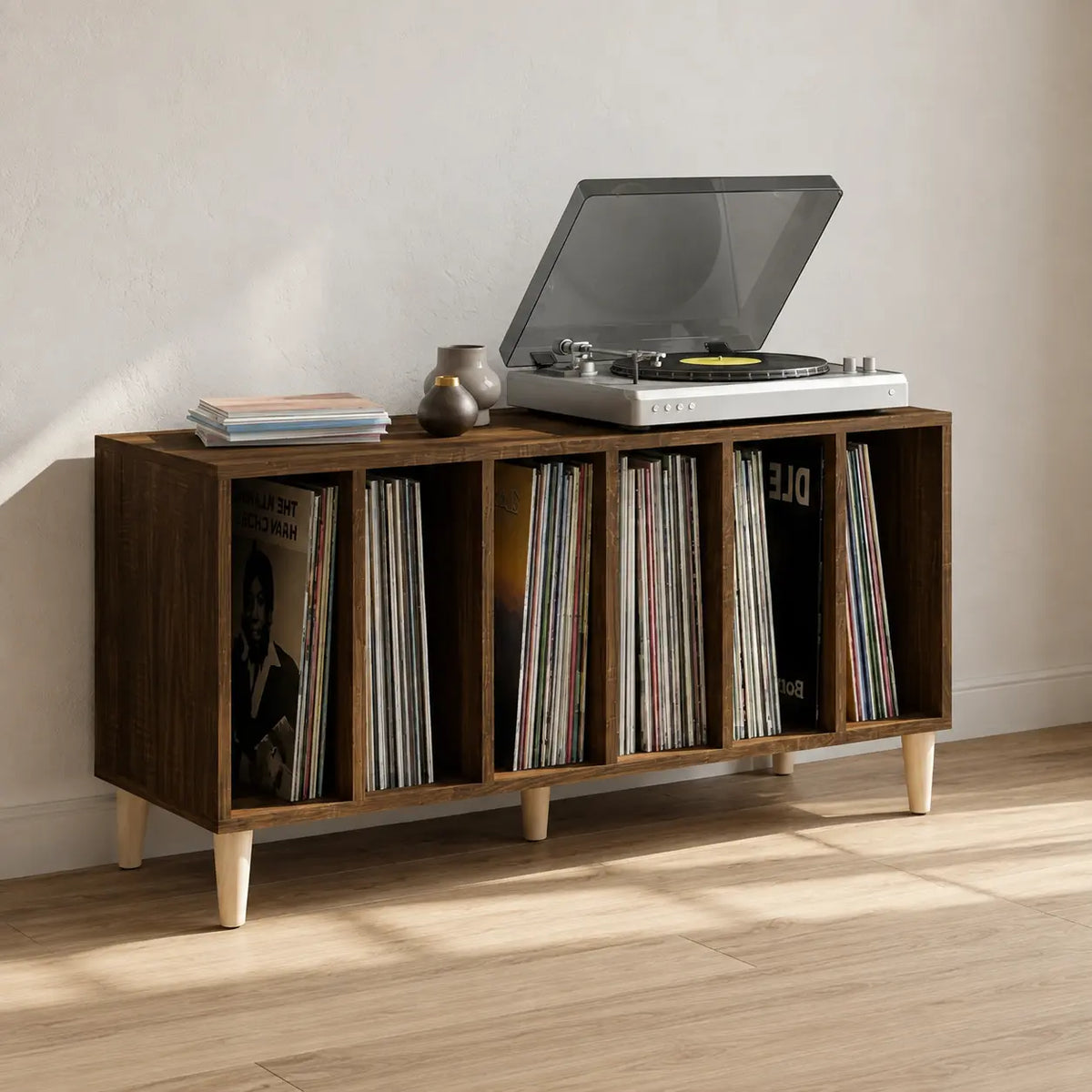 Meuble Vinyle pour Platine Chêne Marron 100 cm | Chroma