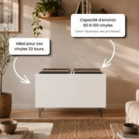 Meuble vinyle de rangement pour disques couleur blanc