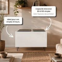 Bac de rangement pour disques vinyles en bois couleur blanc brillant