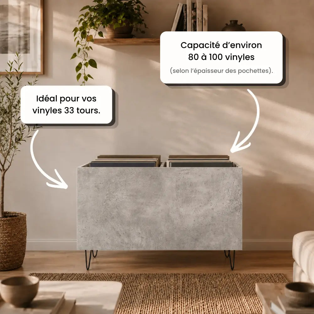 Bac rangement vinyle style industriel