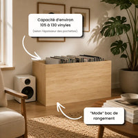 meuble vinyle pour platine en bois couleur chêne sonoma