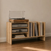 Meuble vinyle en bois pour platine couleur chêne artisanal