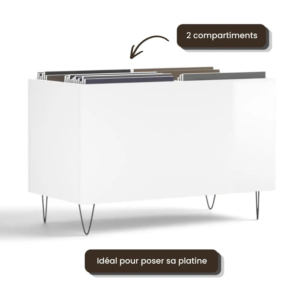 Bac de Rangement Vinyles Blanc Brillant 74,5 cm | Malia