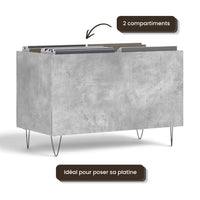 Bac de Rangement Vinyles Gris Béton 74,5 cm | Gralio