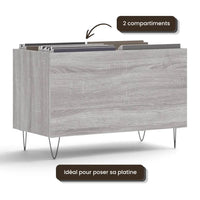 Bac de Rangement Vinyles Gris Sonoma 74,5 cm | Gresle