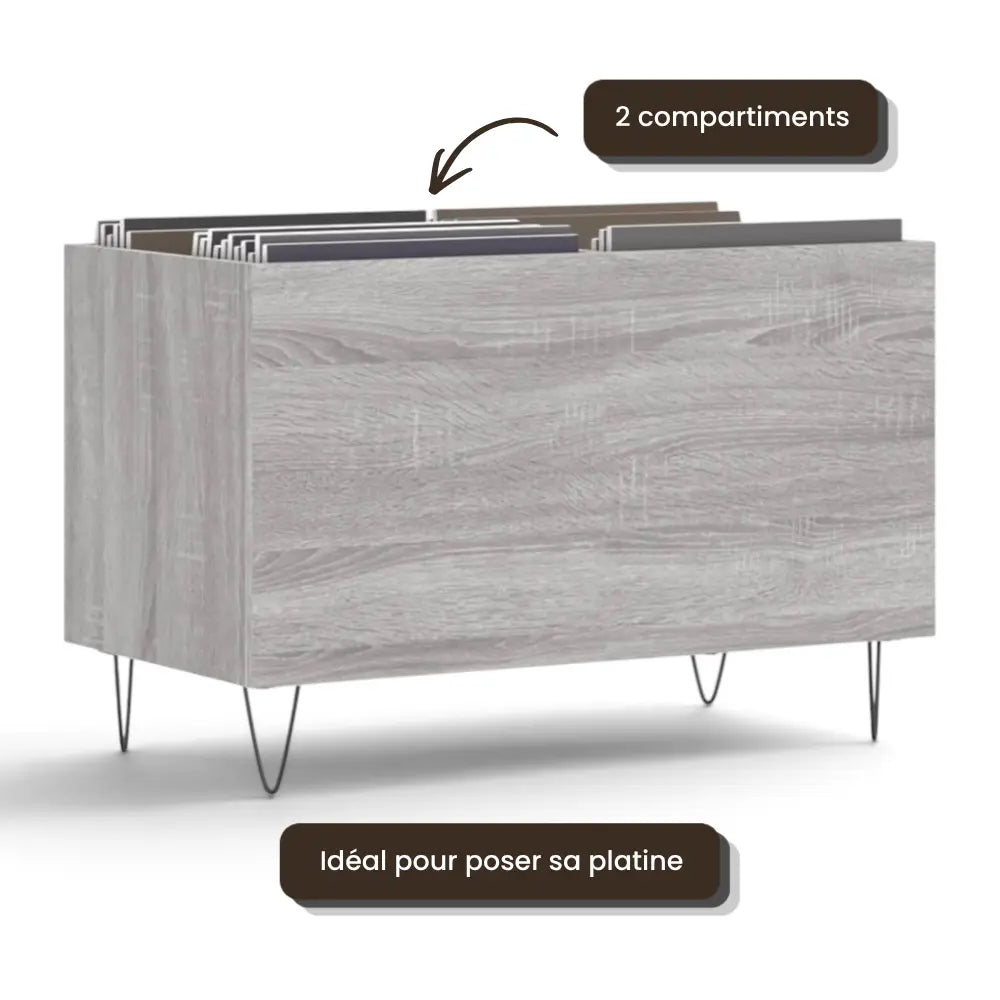 Bac de Rangement Vinyles Gris Sonoma 74,5 cm | Gresle