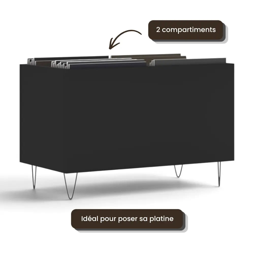 Bac de Rangement Vinyles Noir 74,5 cm | Nolia