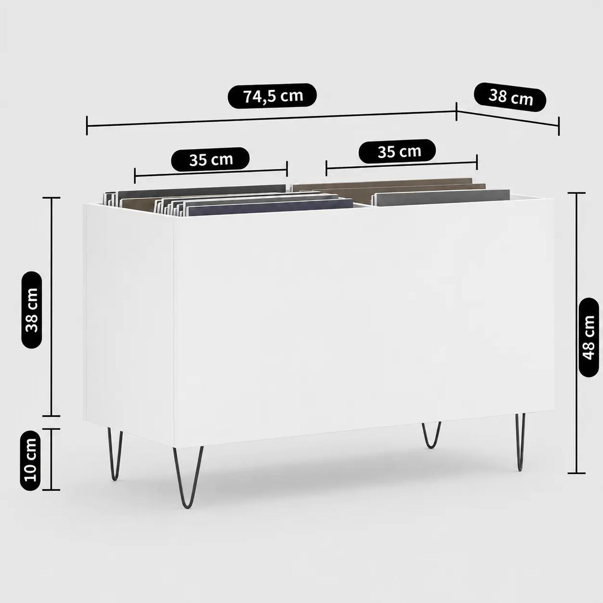 Bac de Rangement Vinyles Blanc 74,5 cm | Belia