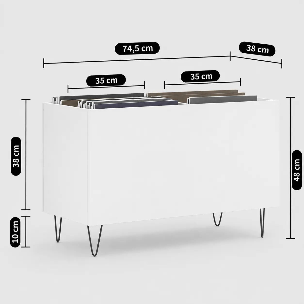 Bac de Rangement Vinyles Blanc 74,5 cm | Belia