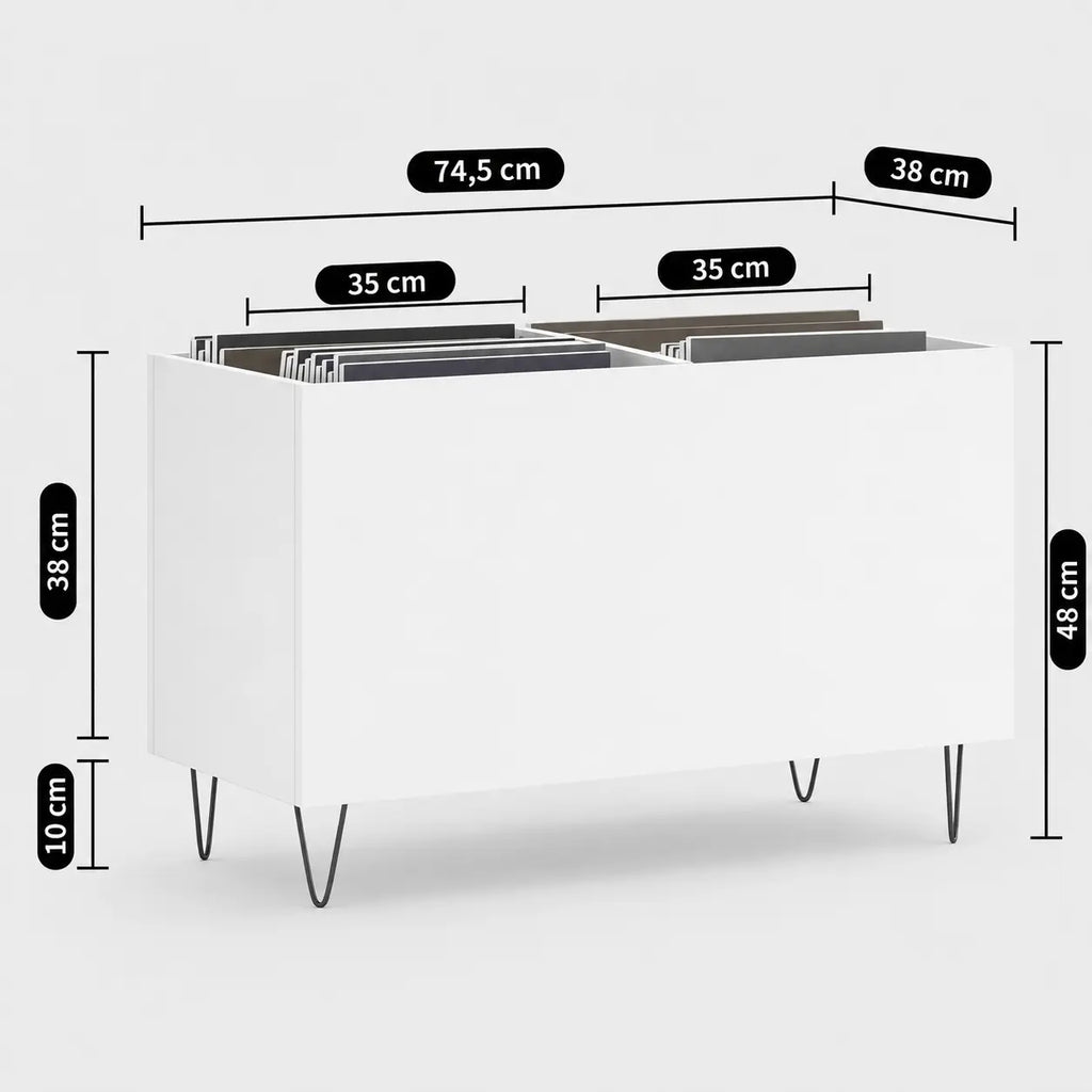 Bac de Rangement Vinyles Blanc Brillant 74,5 cm | Malia