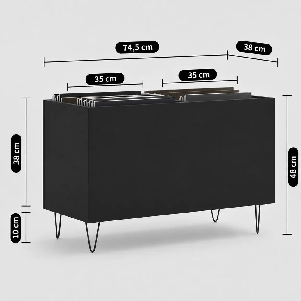 Bac de Rangement Vinyles Noir 74,5 cm | Nolia