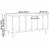 Meuble Vinyle pour Platine Chêne Artisanal 100 cm Pieds Métal | Metra