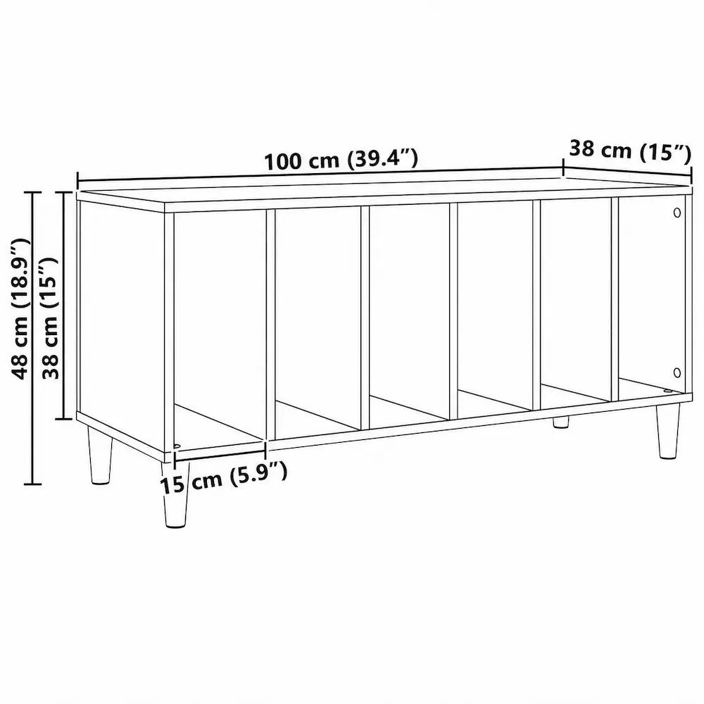 Meuble Vinyle pour Platine Chêne Artisanal 100 cm Pieds Bois | Orlan
