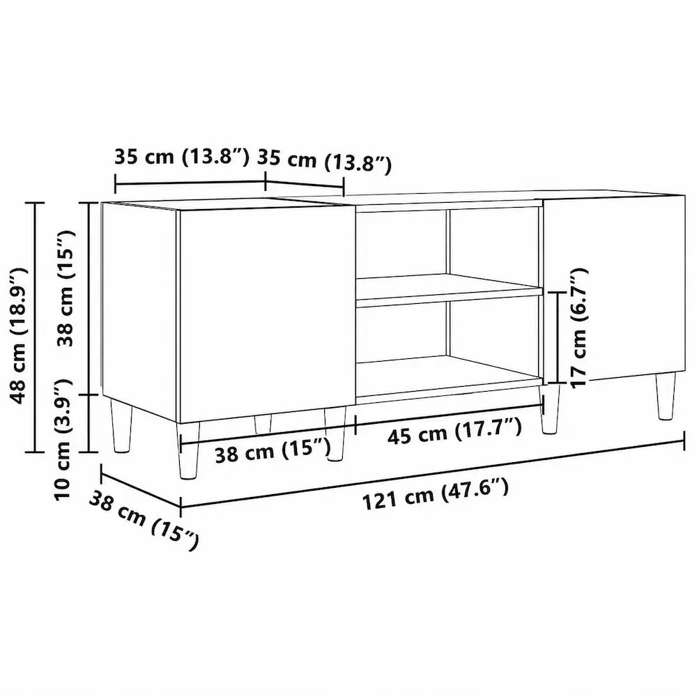 Meuble Vinyle pour Platine Chêne Artisanal 121 cm | Vaska