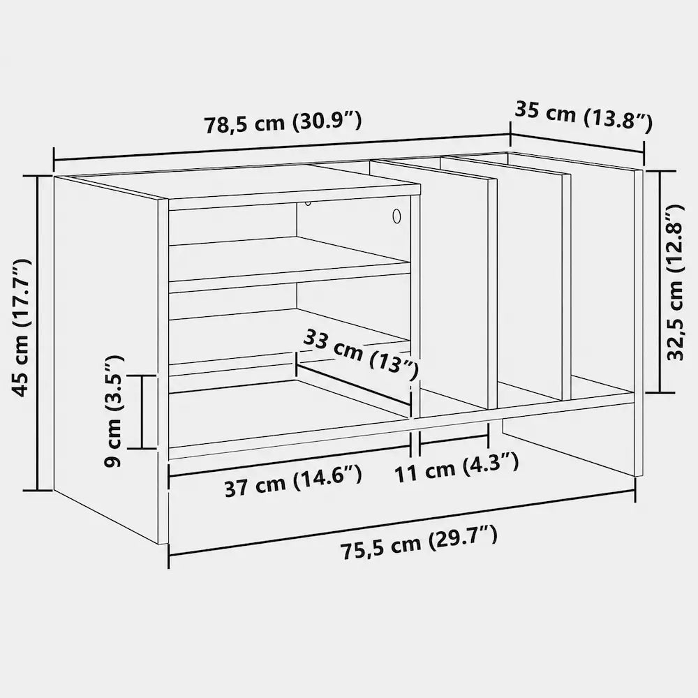 Meuble Vinyle pour Platine Chêne Artisanal 78,5 cm | Thalia