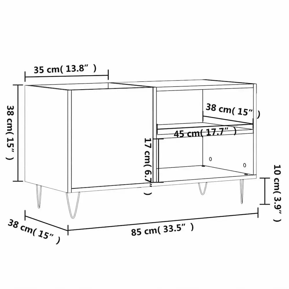Meuble Vinyle pour Platine Chêne Artisanal 84,5 cm | Trevi