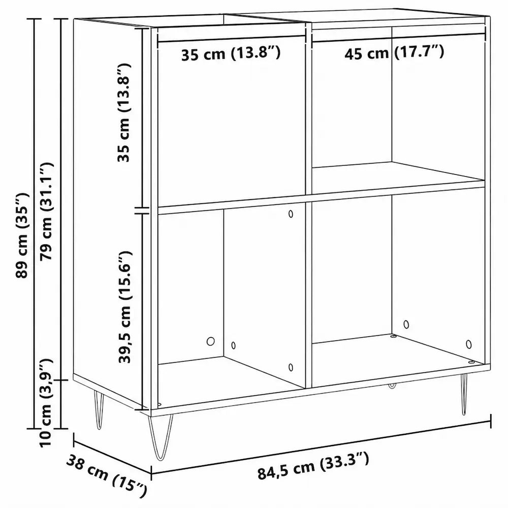 Meuble Vinyle pour Platine Chêne Artisanal Vertical 85 cm | Solin