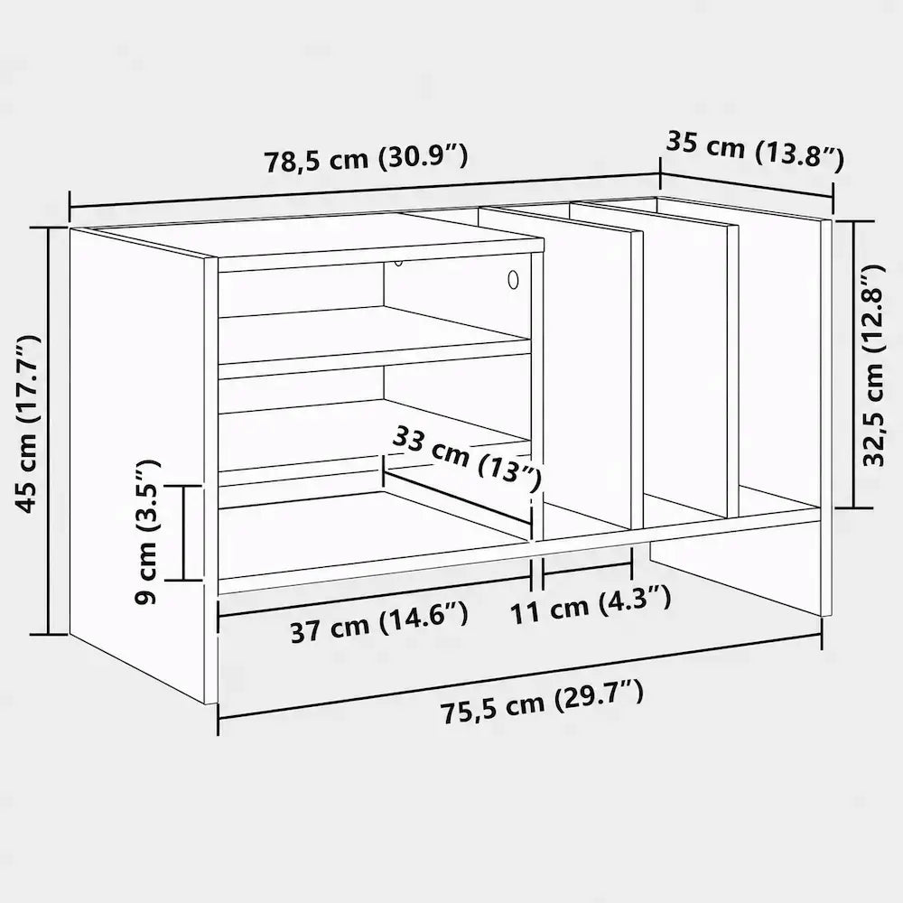 Meuble Vinyle pour Platine Chêne Fumé 78,5 cm | Fumo
