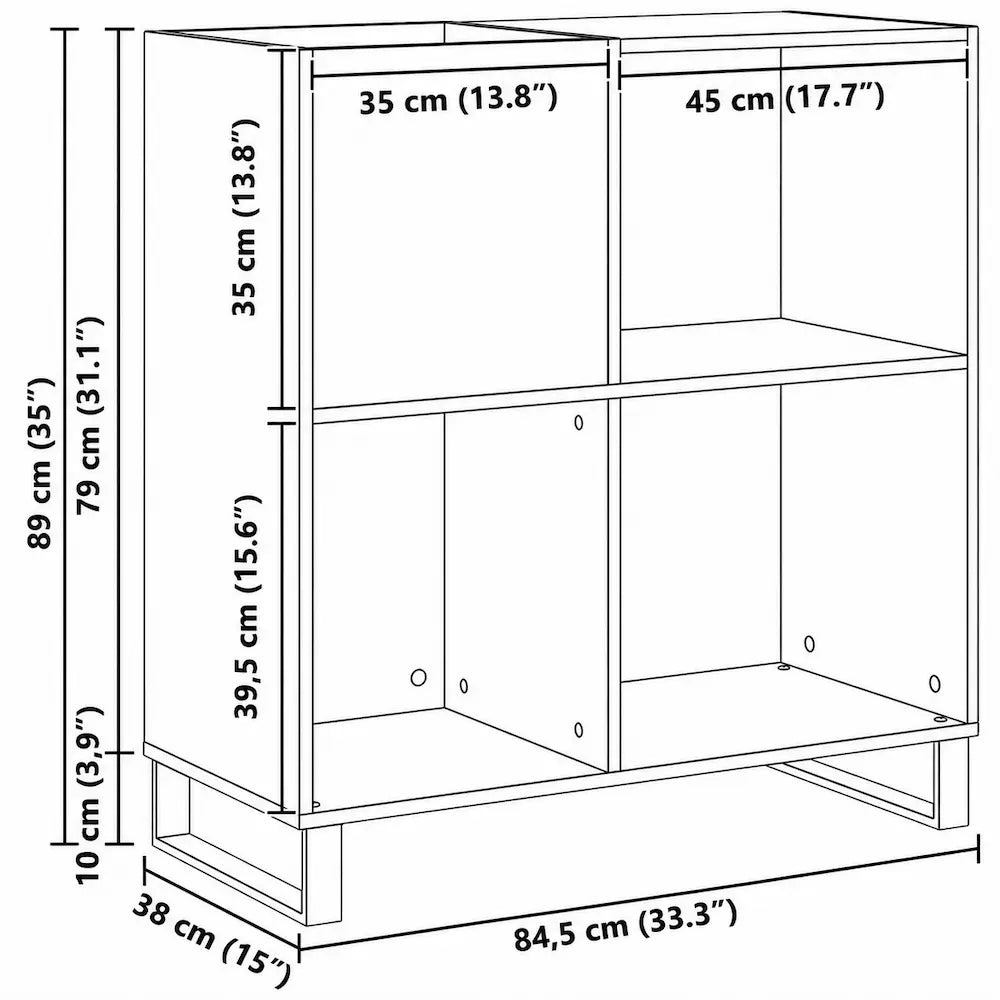 Meuble Vinyle pour Platine Chêne Noir Vertical 85 cm | Verto