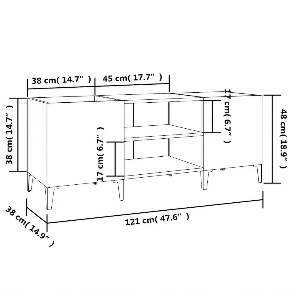 Meuble Vinyle pour Platine Gris Béton 121 cm | Gravo