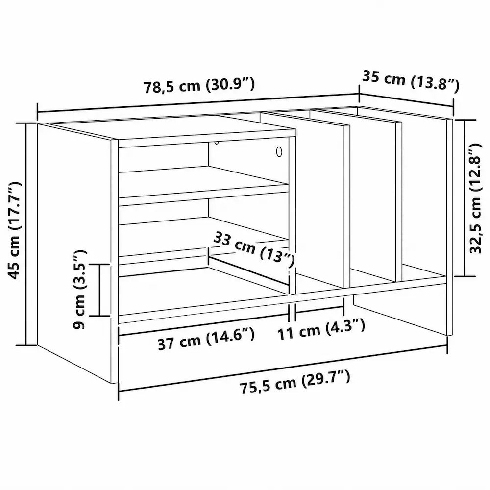 Meuble Vinyle pour Platine Gris Béton 78,5 cm | Belio