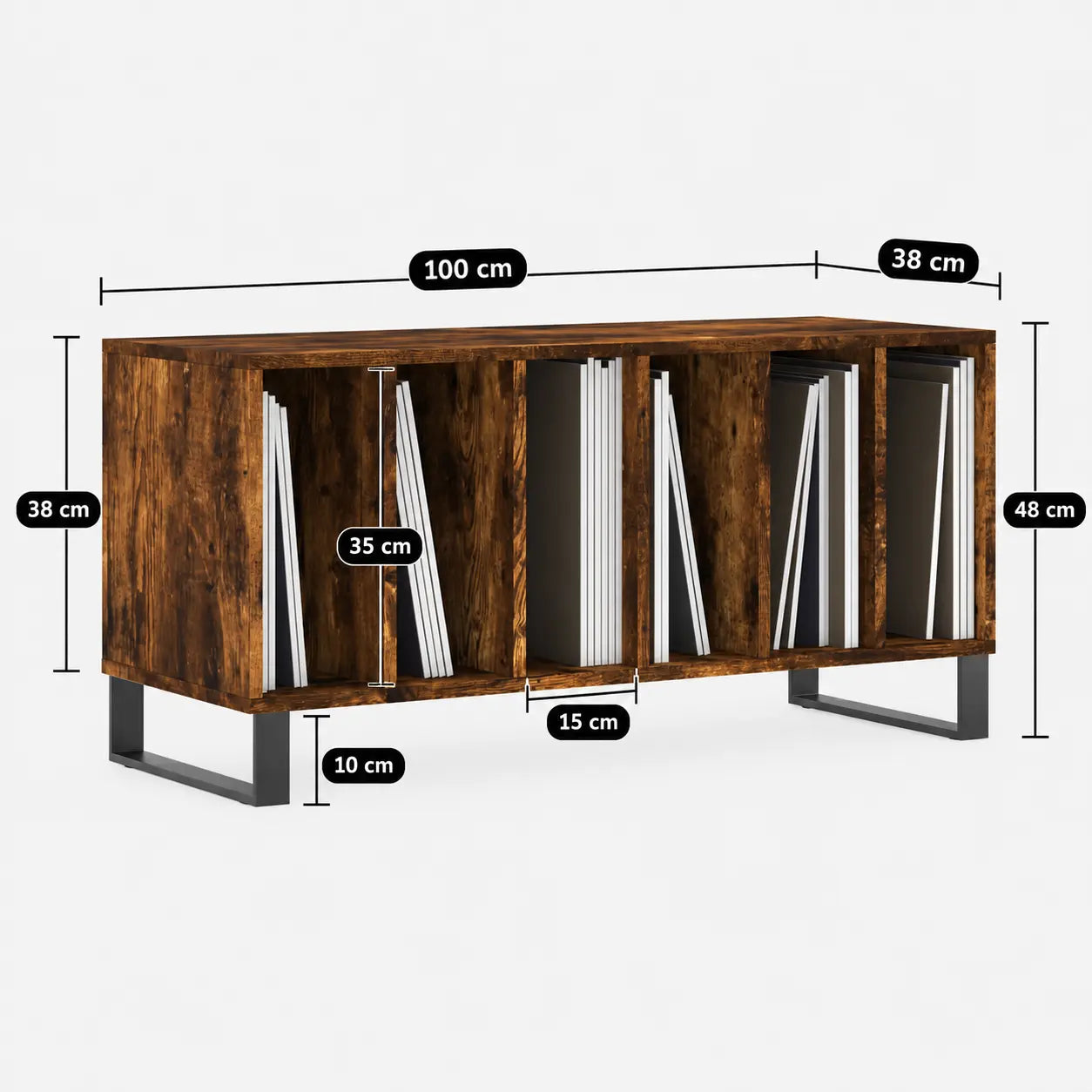 Meuble Vinyle pour Platine Chêne Fumé 100 cm | Nedoa