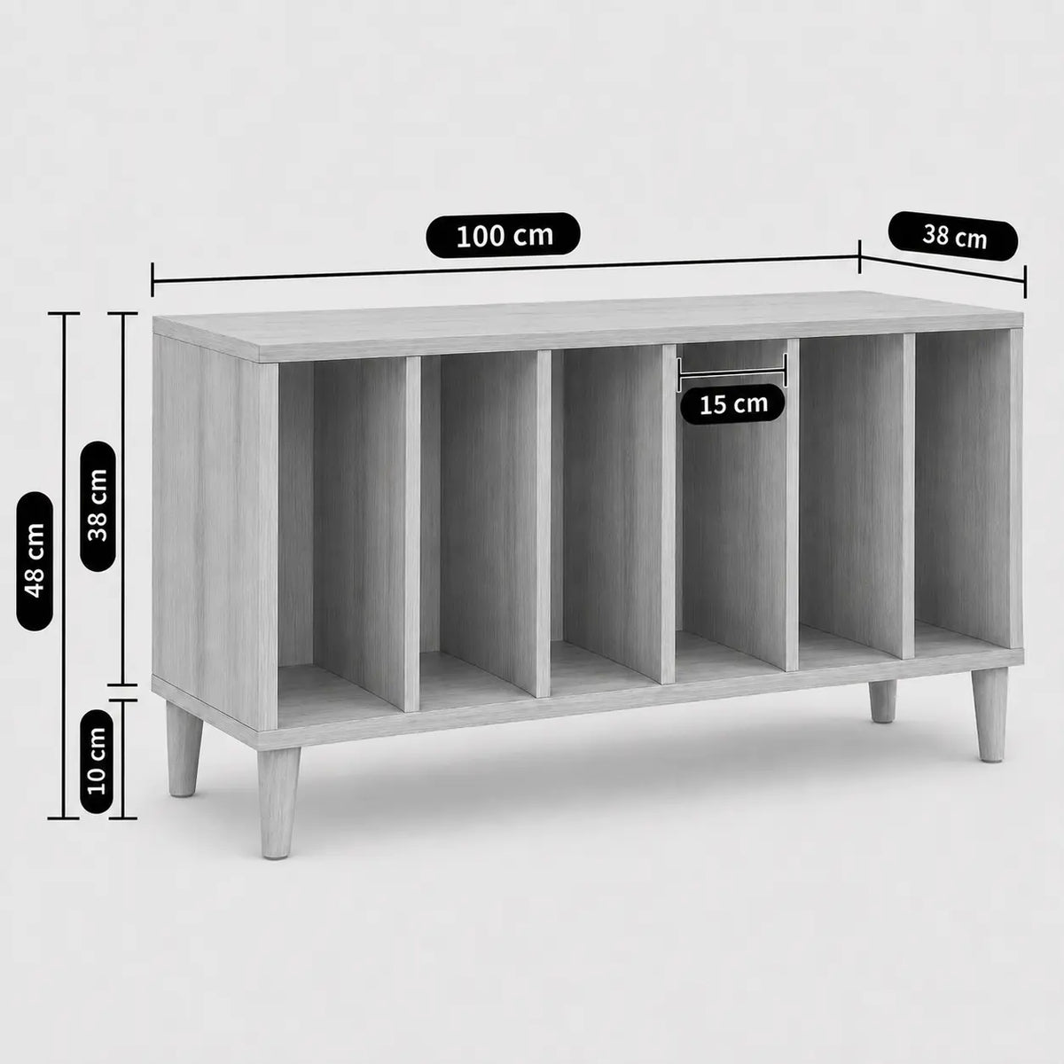 Meuble Vinyle pour Platine Chêne Artisanal 100 cm Pieds Bois | Orlan