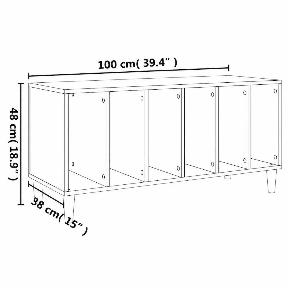 Meuble Vinyle pour Platine Gris Béton 100 cm | Dameli