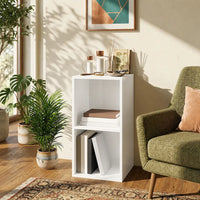 étagère rangement vinyles blanc brillant en bois