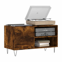 Meuble vinyle en bois foncé pour rangement disques vinyles