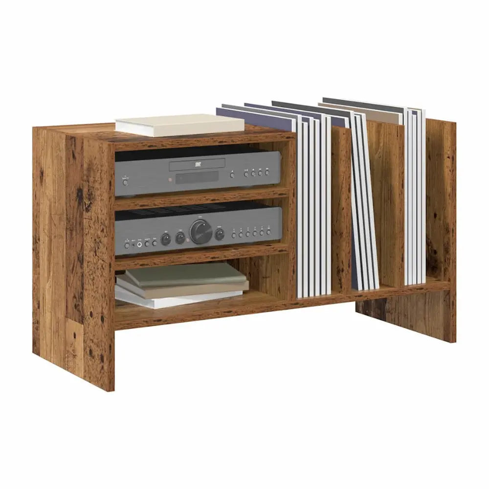 meuble pour platine et vinyles couleur bois ancien