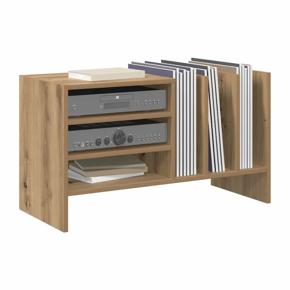 meuble vinyle en bois chêne artisanal 6 rangements