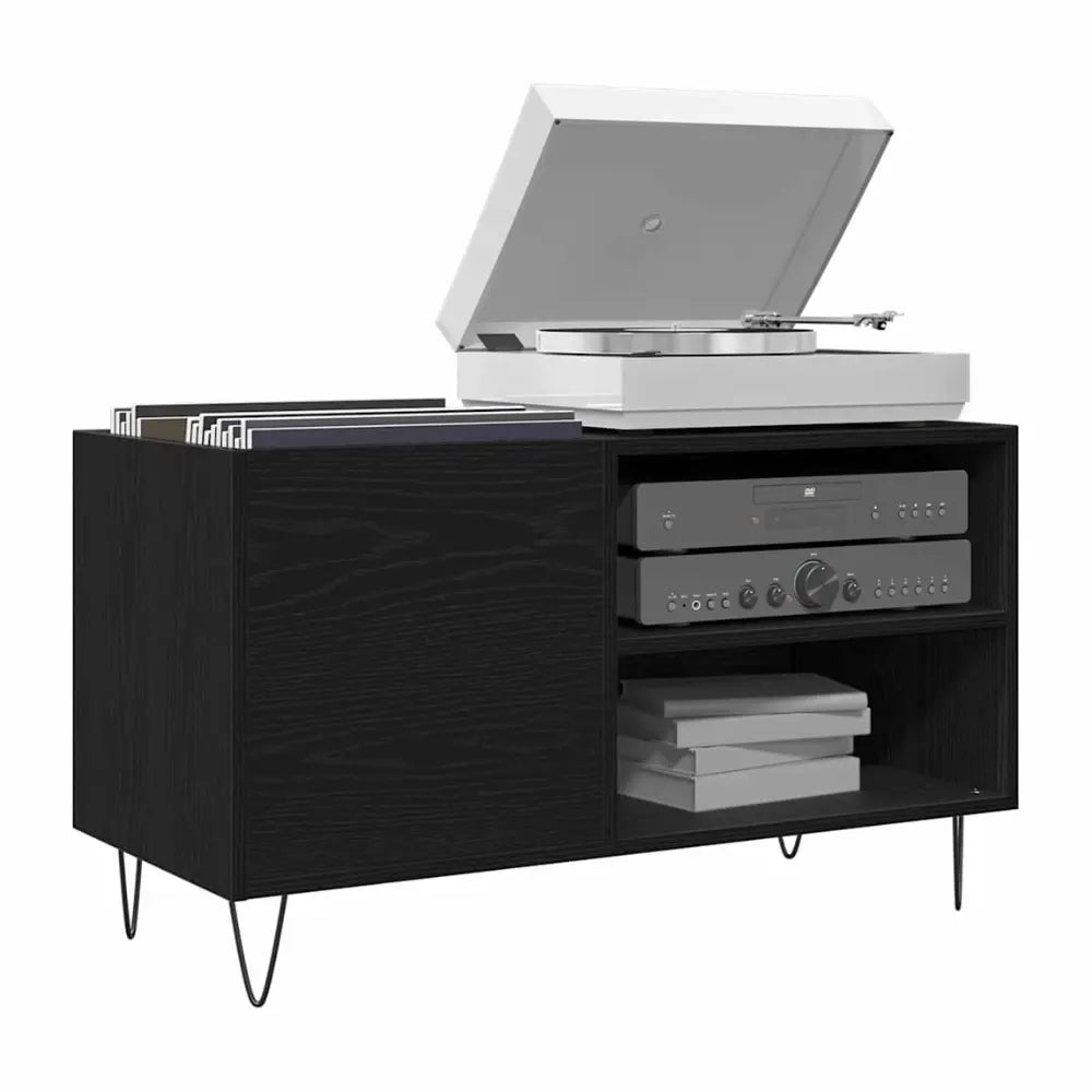 meuble vinyle couleur chêne noir en bois