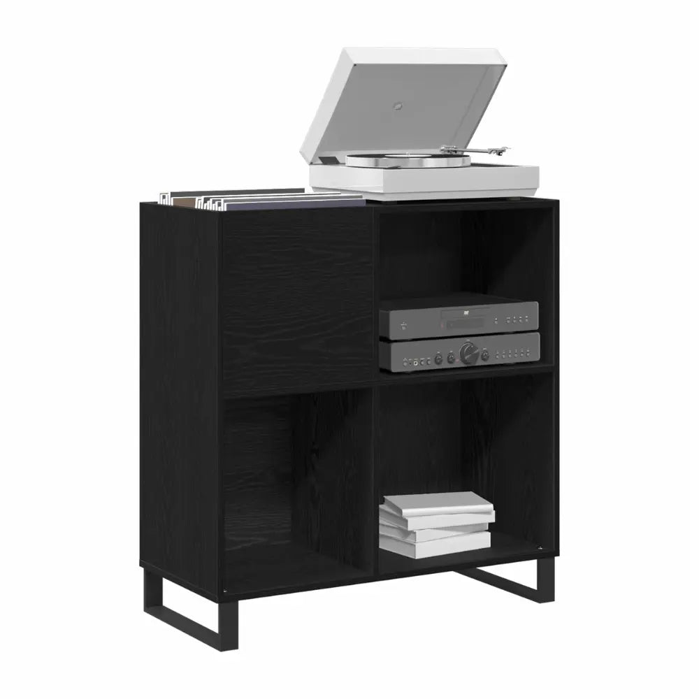 meuble vinyle en bois couleur noir