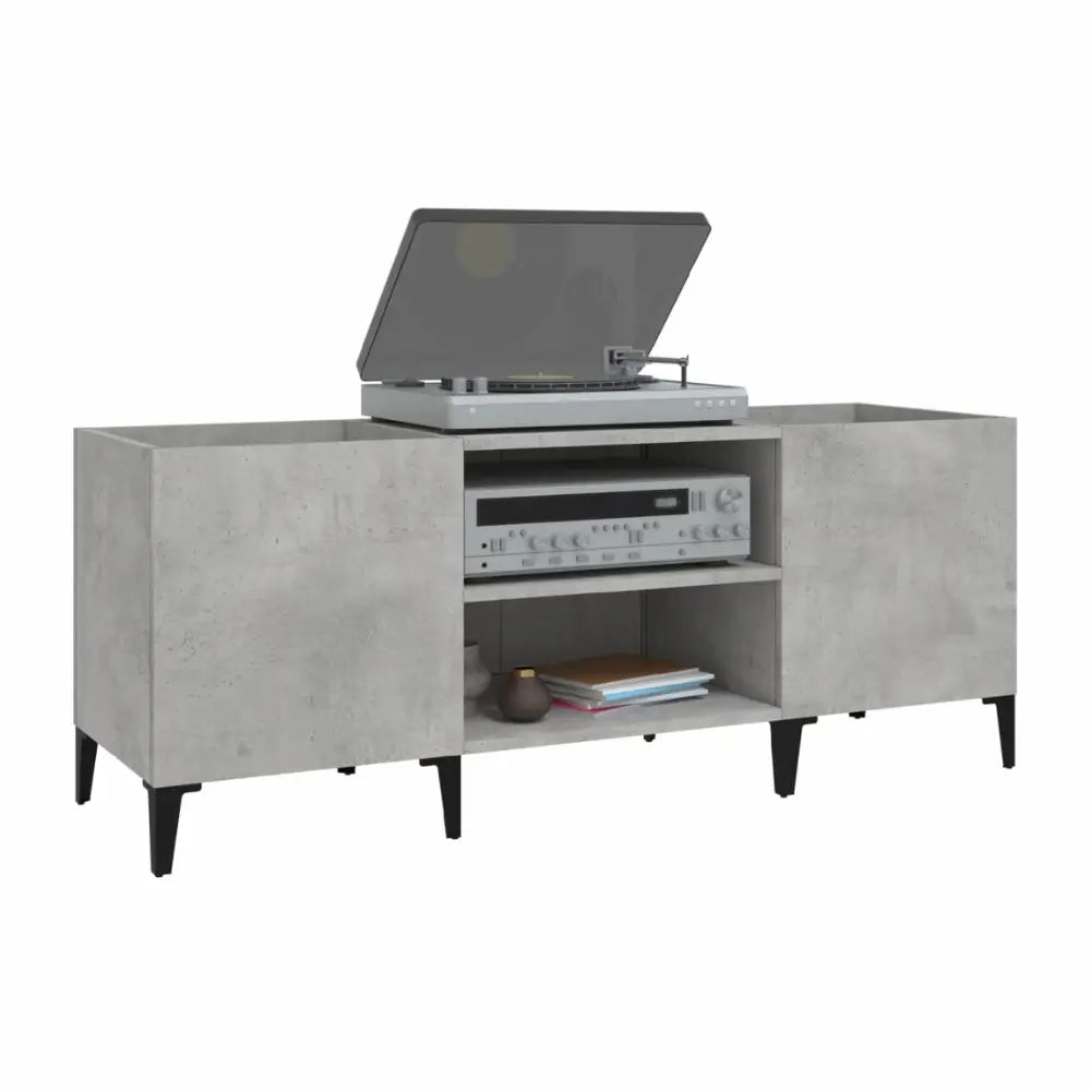 meuble pour platine vinyles couleur gris 