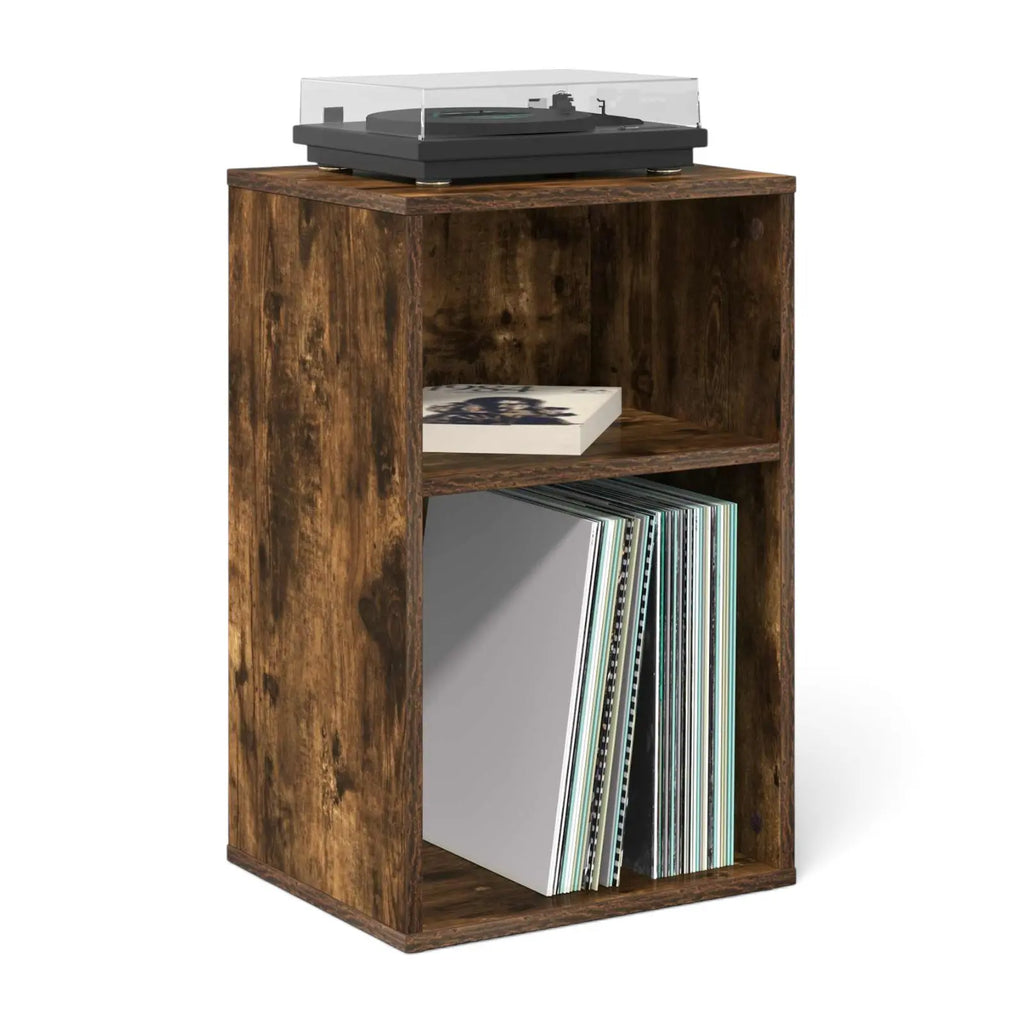 Meuble Vinyle pour Platine Chêne Fumé 61 cm | Doelio