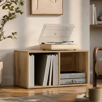 Meuble pour vinyles en bois clair 3 en 1
