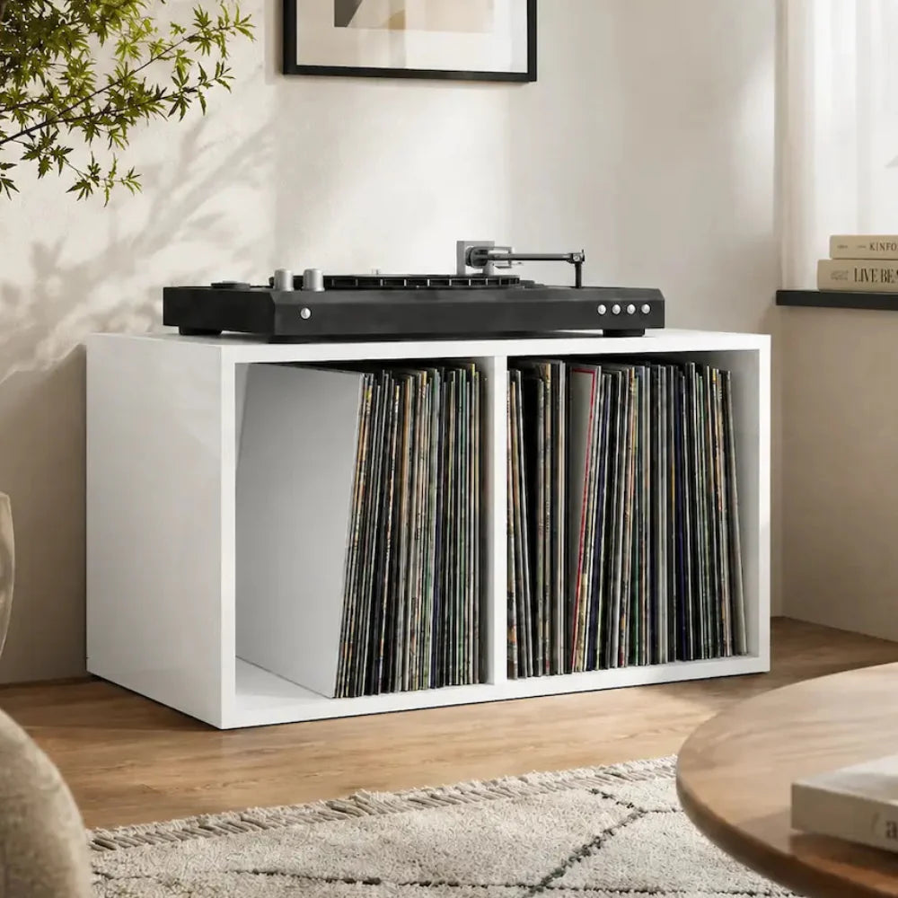 meuble vinyle blanc brillant en bois Image
